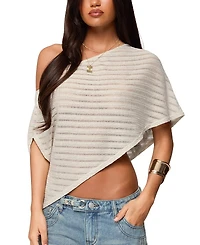 Edikted Loma Asymmetric Off Shoulder Knit Poncho