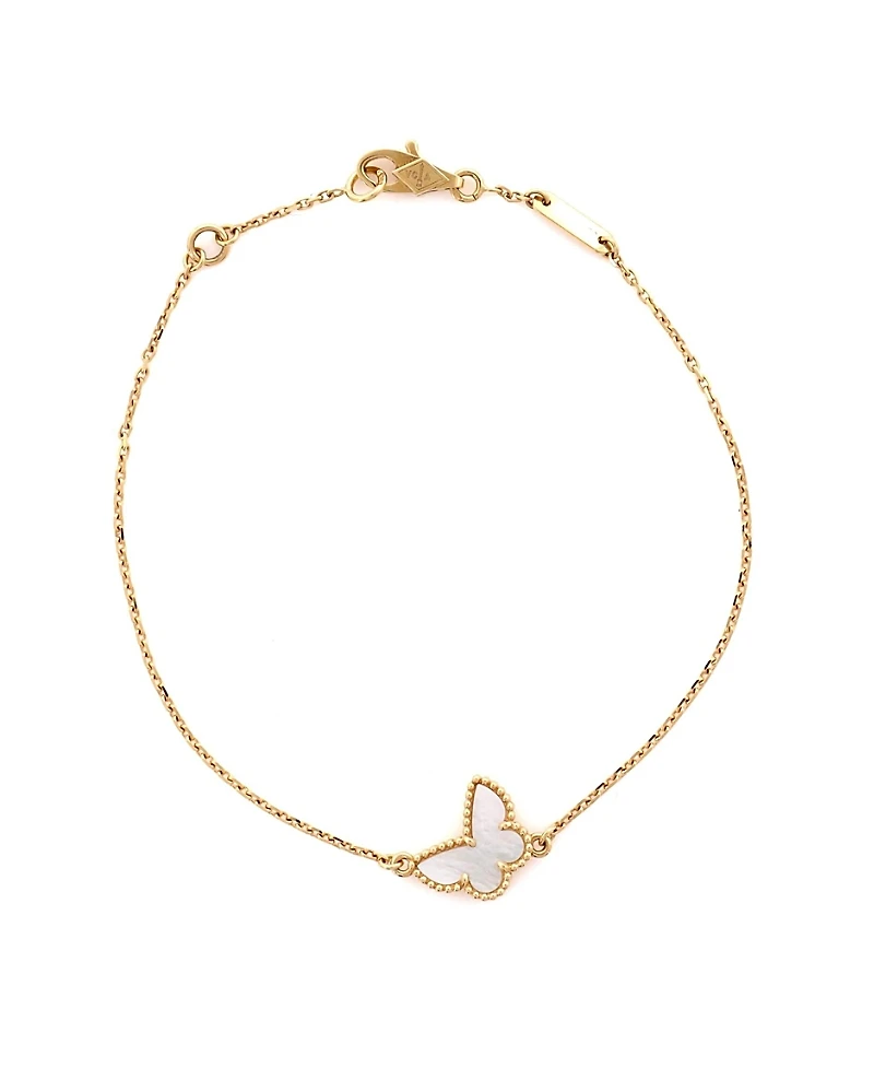 Pre-Owned Van Cleef & Arpels Sweet Alhambra Butterfly Bracelet 18K Gold and Mother of Pearl