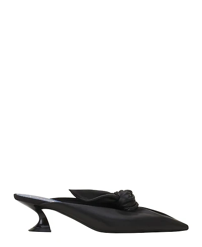 Lanvin Women's Midnight Step Bow Leather Mule with Heel