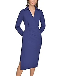 Donna Karan Side Gathered Midi Dress
