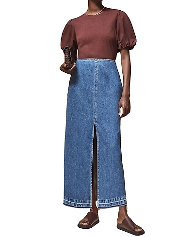 Ro & Zo Denim Split Front Maxi Skirt