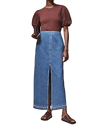 Ro & Zo Denim Split Front Maxi Skirt