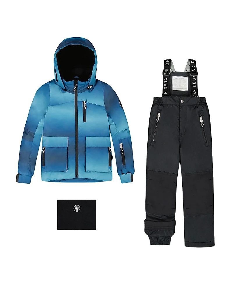 Deux par Deux Boys' Two-Piece Play Snowsuit with Printed Jacket and Solid Pant - Little Kid, Big Kid
