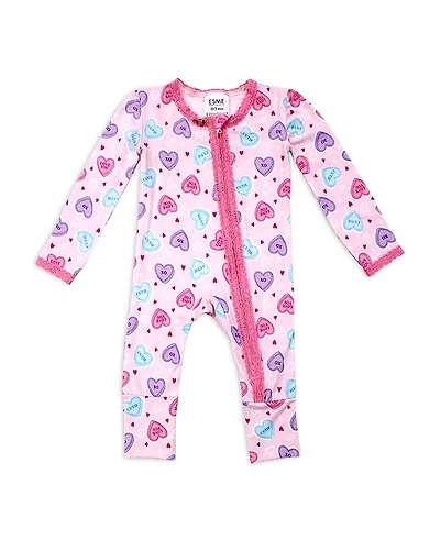 Esme Girls' Candy Heart Lace Zip Coverall - Baby