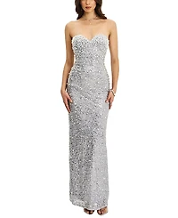 Miss Circle Noelle Sequin Faux Pearl Embellished Maxi Dress
