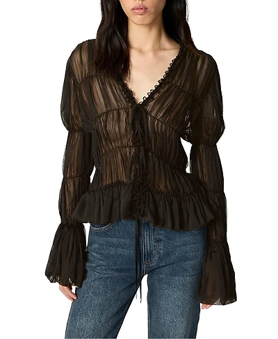 Nocturne Ruched Sheer Blouse