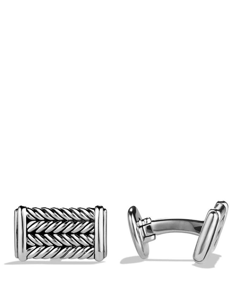 Chevron Cufflinks in Sterling Silver, 22.8mm