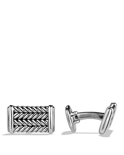Chevron Cufflinks in Sterling Silver, 22.8mm