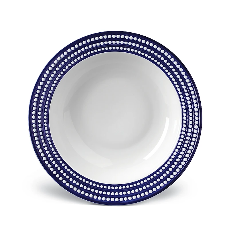 L'Objet Perlee Bleu Round Serving Bowl