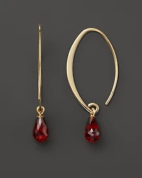 14K Yellow Gold Simple Sweep Earrings with Garnet