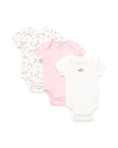 Little Me Girls' Rose Bodysuits, 3 Pack - Baby