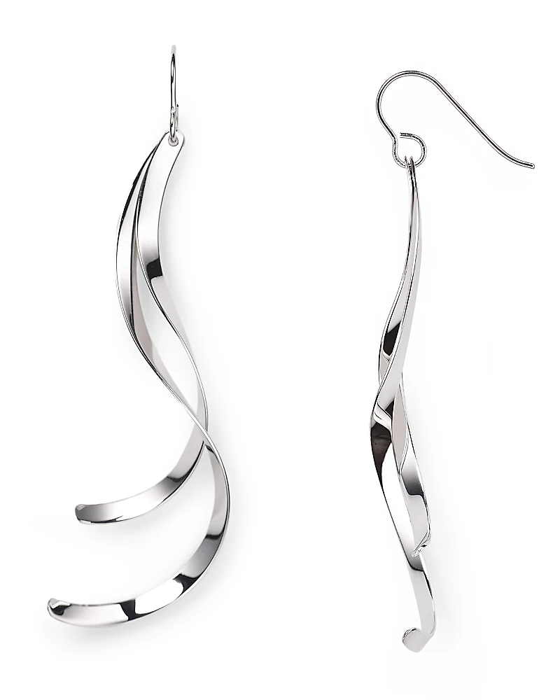 Sterling Silver Twist Flat Drop Earrings