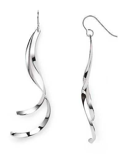 Sterling Silver Twist Flat Drop Earrings