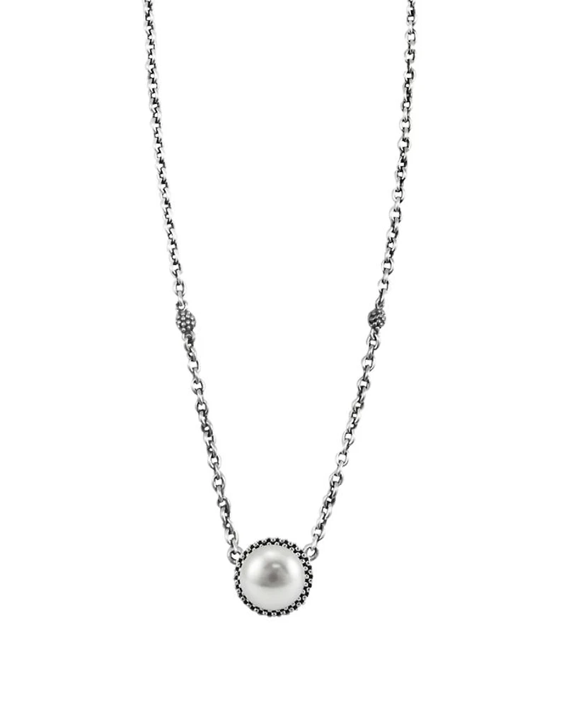 LAGOS Luna Sterling Silver & Cultured Freshwater Pearl Pendant Necklace, 16"