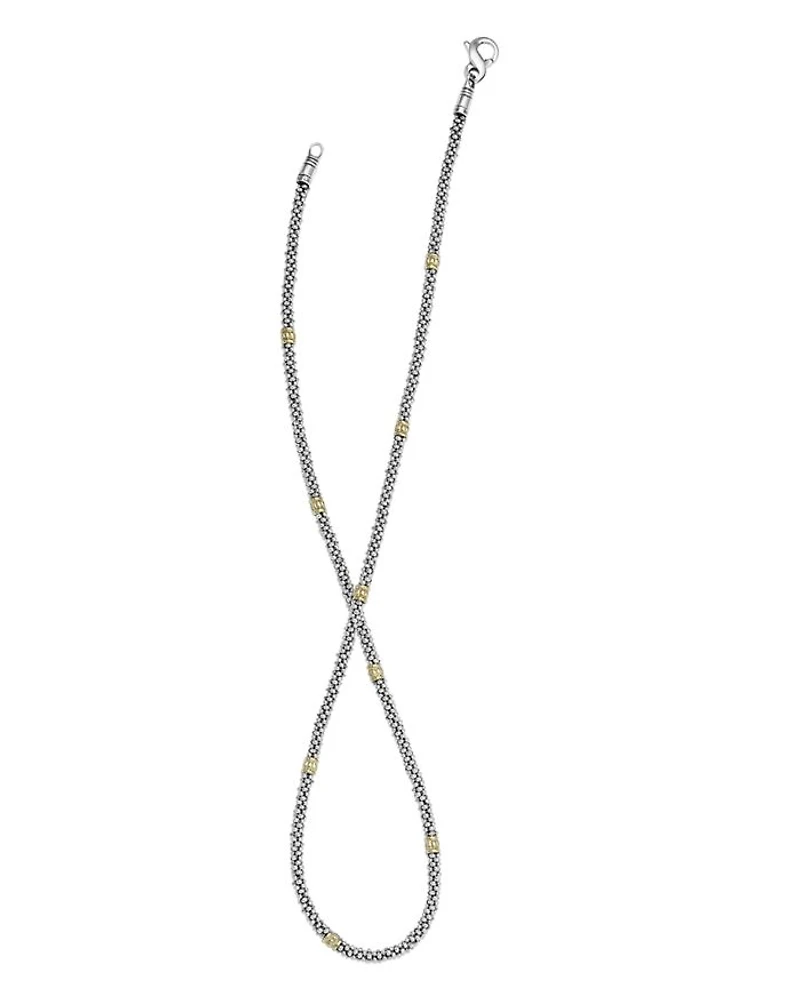 LAGOS Signature Caviar Sterling Silver & 18K Gold Rope Necklace, 16"