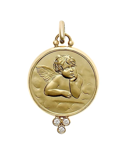 Temple St. Clair 18K Gold 16mm Angel Pendant with Diamonds