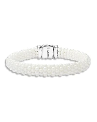 Lagos White Caviar Ceramic 18K Gold and Sterling Silver Bracelet