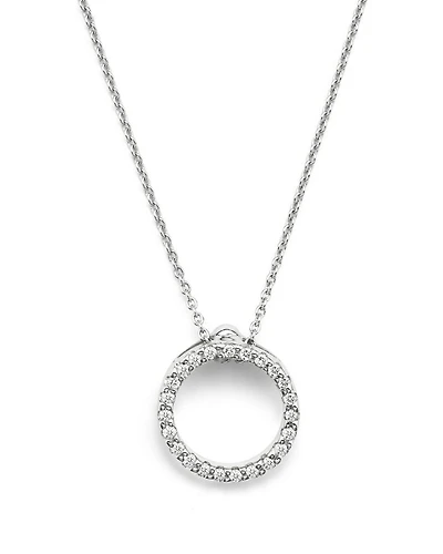 Roberto Coin 18K White Gold or Yellow and Diamond Extra Small Circle Necklace, 16"-18"