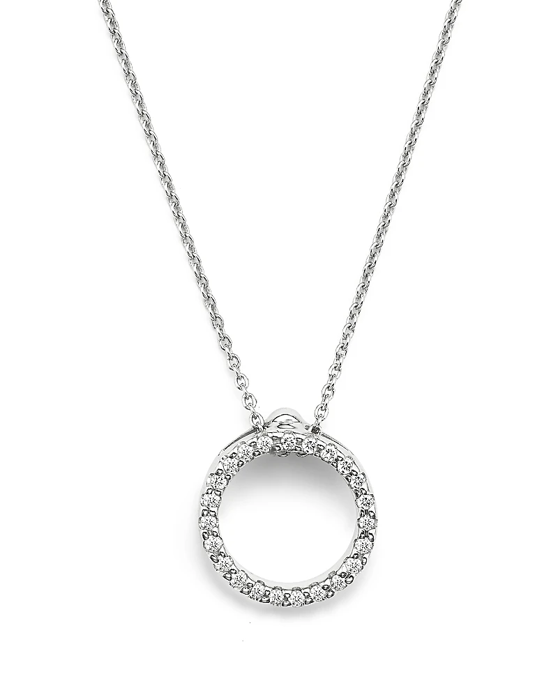 Roberto Coin 18K White Gold or Yellow Gold and Diamond Extra Small Circle Necklace