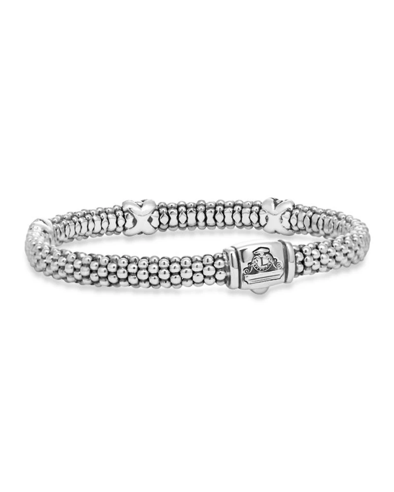 Sterling Silver Embrace Collection Rope Bracelet with Diamonds