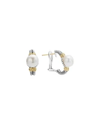 18K Gold and Sterling Silver Luna Earrings with Cultured Freshwater Pearls