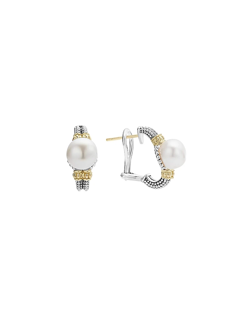 Lagos 18K Gold and Sterling Silver Luna Earrings with Cultured Freshwater Pearls