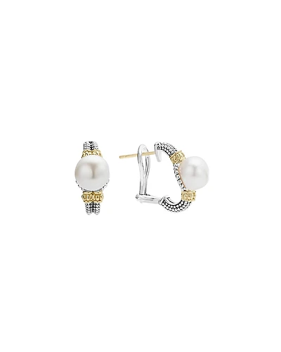 Lagos 18K Gold and Sterling Silver Luna Earrings with Cultured Freshwater Pearls