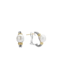 Lagos 18K Gold and Sterling Silver Luna Earrings with Cultured Freshwater Pearls
