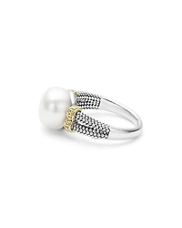 18K Gold and Sterling Silver Luna Ring with Cultured Freshwater Pearl
