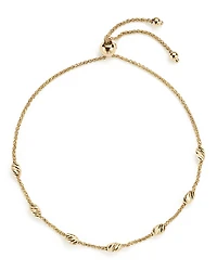14K Yellow Gold Beaded Wheat Chain Bracelet