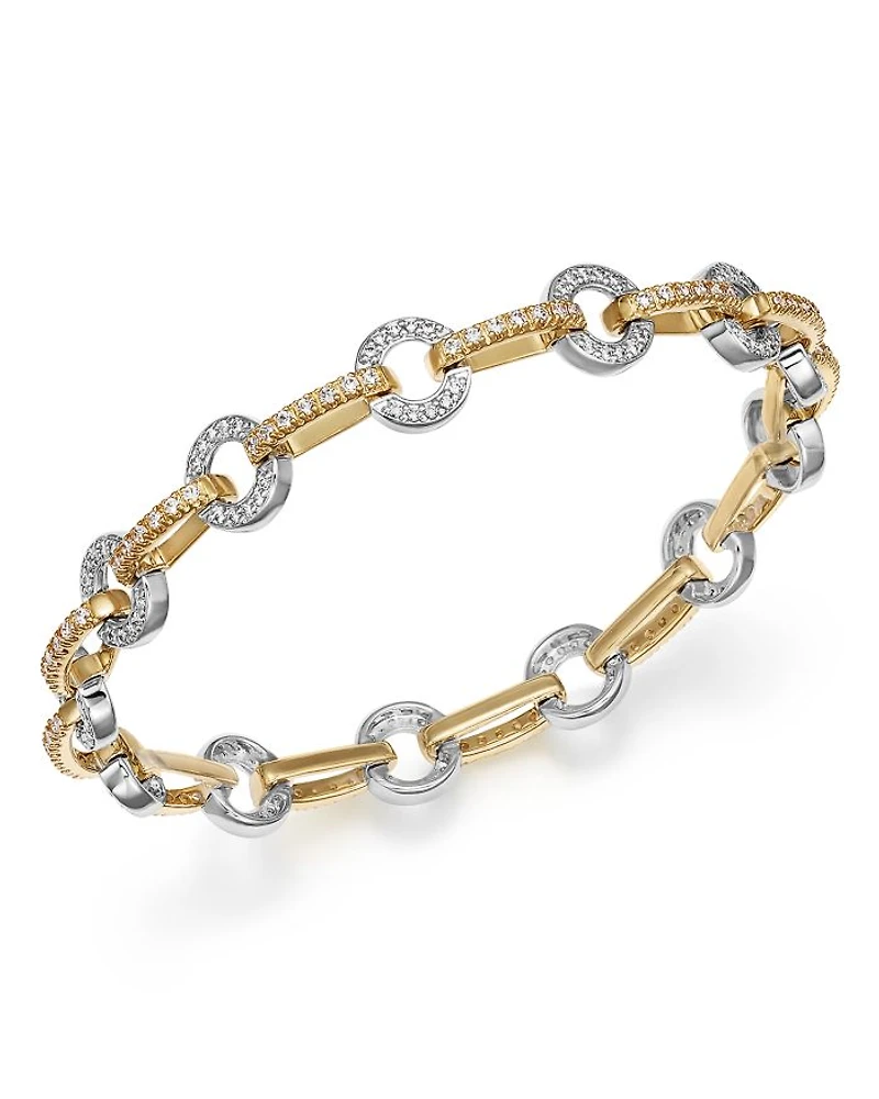 Diamond Circle Link Bracelet in 14K Yellow and White Gold, 1.35 tcw - Exclusive