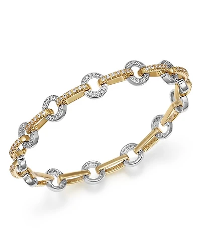 Diamond Circle Link Bracelet in 14K Yellow and White Gold, 1.35 tcw - Exclusive