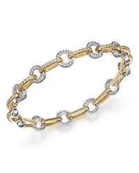 Diamond Circle Link Bracelet in 14K Yellow and White Gold, 1.35 tcw - Exclusive
