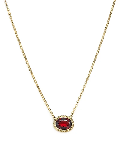 Garnet Bezel Pendant Necklace