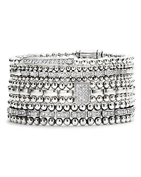 Sterling Silver Caviar Spark Diamond Bar Chain Bracelet