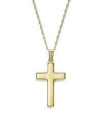 14K Yellow Gold Polished Cross Necklace, 18