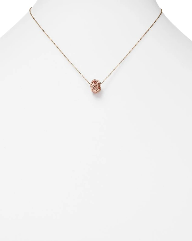 14K Rose Gold Twisted Love Knot Necklace, 18"