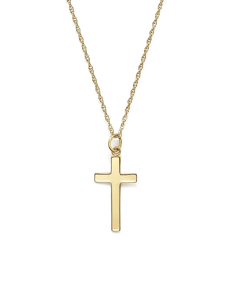 14K Yellow Gold Cross Necklace, 18