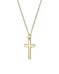 14K Yellow Gold Cross Necklace, 18