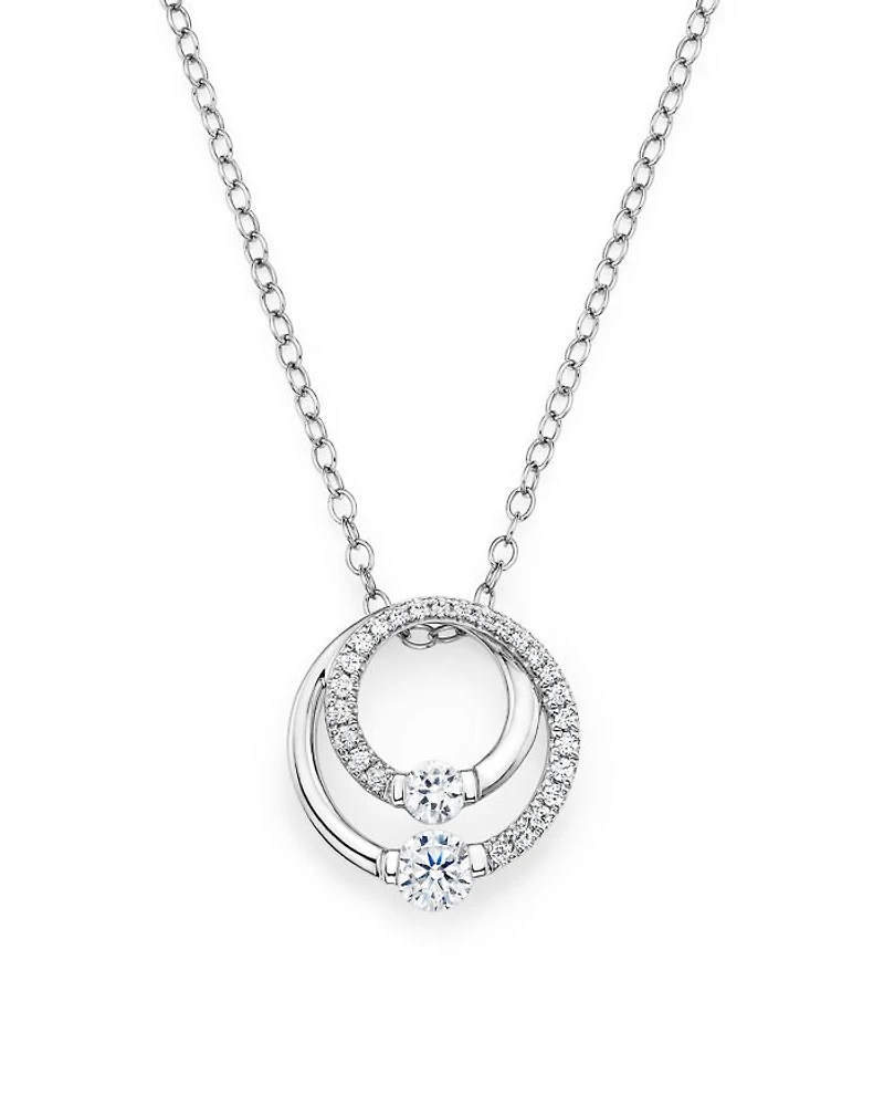 Diamond Circle Pendant Necklace in 14K White Gold, .30 tcw