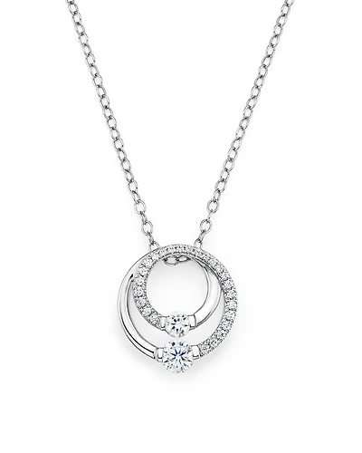 Diamond Circle Pendant Necklace in 14K White Gold, .30 tcw