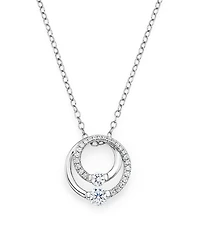 Diamond Circle Pendant Necklace in 14K White Gold, .30 tcw