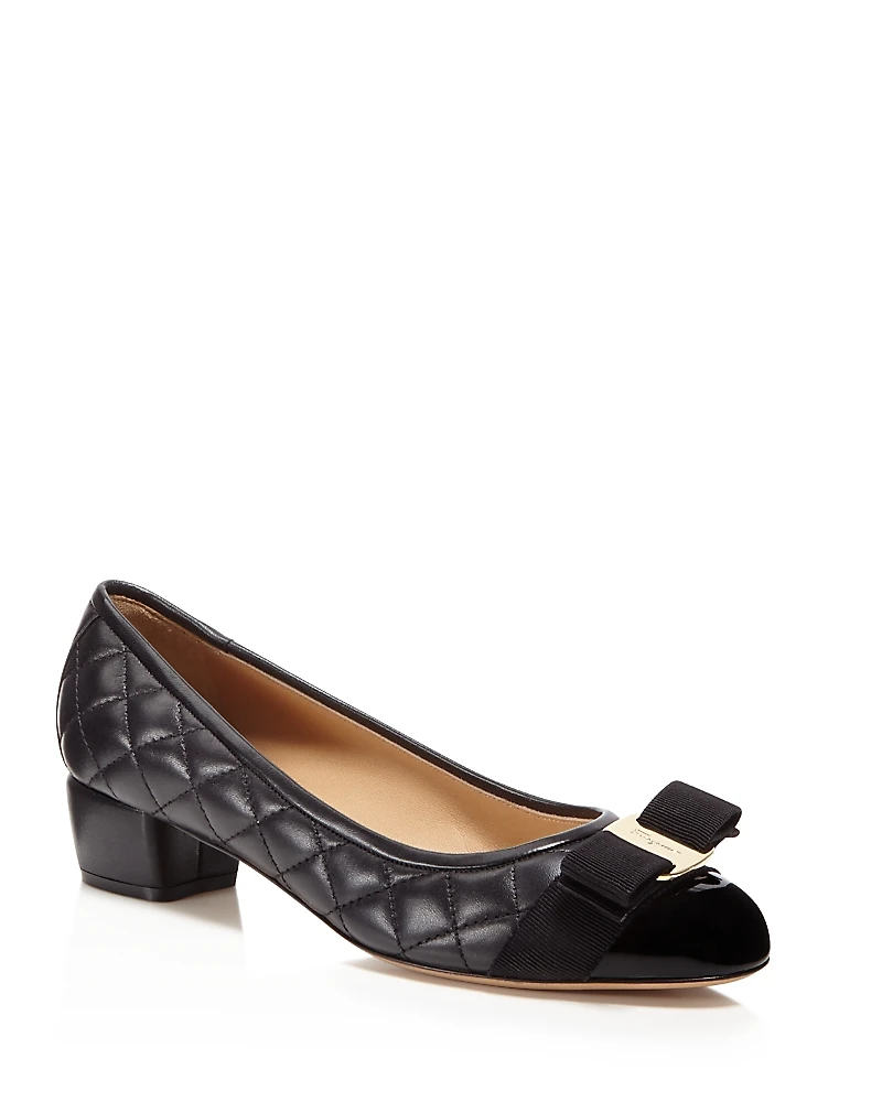 Ferragamo Women's Vara Quilted Low-Heel Pumps