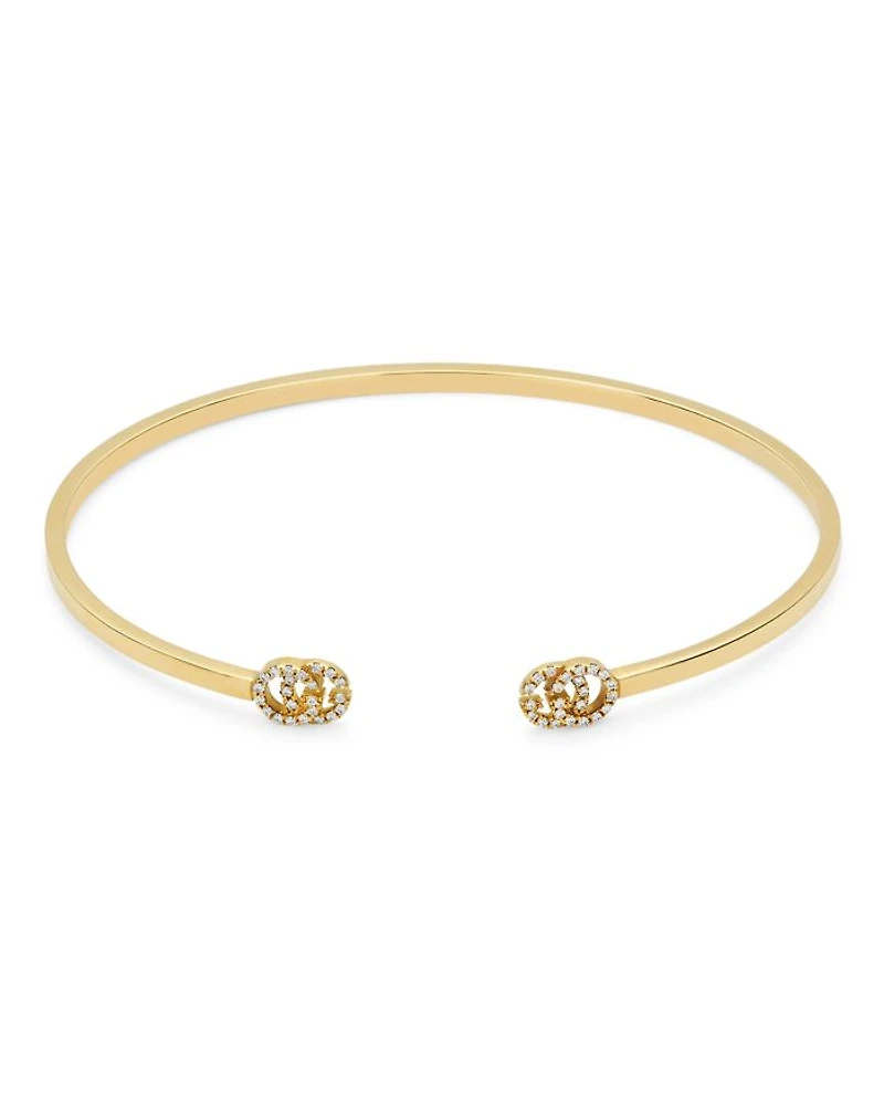 18K Yellow Gold Running G Diamond Bangle