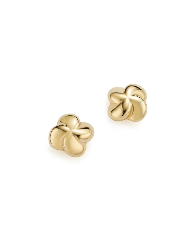 14K Yellow Gold Puffed Twist Stud Earrings