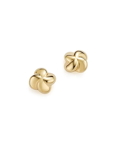 14K Yellow Gold Puffed Twist Stud Earrings