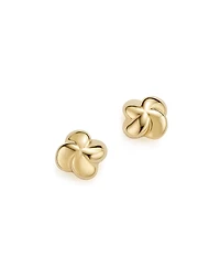 14K Yellow Gold Puffed Twist Stud Earrings