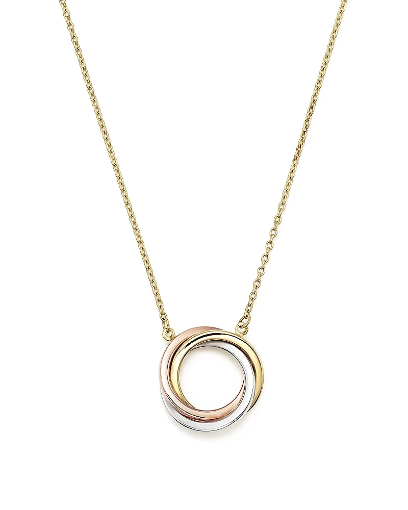 Bloomingdale's Fine Collection 14K Rose, Yellow and White Gold Ring Pendant Necklace, 18