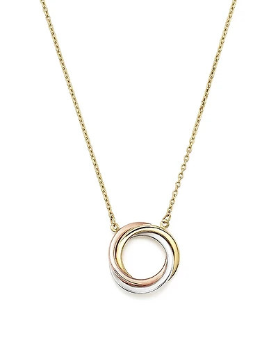 Bloomingdale's Fine Collection 14K Rose, Yellow and White Gold Ring Pendant Necklace, 18