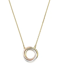 Bloomingdale's Fine Collection 14K Rose, Yellow and White Gold Ring Pendant Necklace, 18